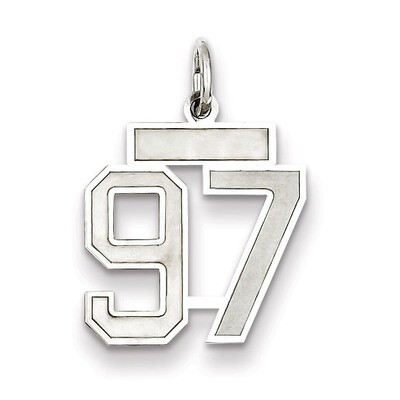 Charm Number 97 Satin Sterling Silver Small QPS97, MPN: QPS97, 191101283253
