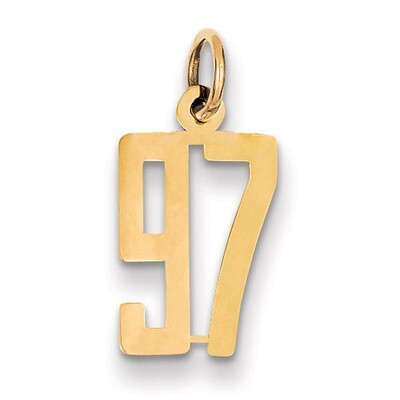 Number 97 Charm 14k Gold Small Polished Elongated LES97, MPN: LES97, 883957825595
