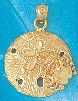 Dazzlers Jewelry Sand Dollar Sea urchins Pendant Necklace Charm Bracelet in Yellow, White or Rose G…