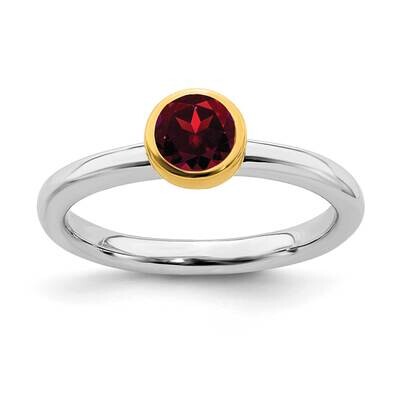 Garnet Ring Sterling Silver Gold-plated QSK1875, MPN: QSK1875, 191101717406