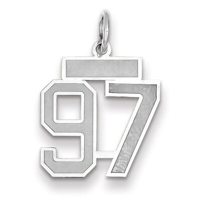 Number 97 Charm Small Satin 14k white Gold WSS97, MPN: WSS97, 883957073101