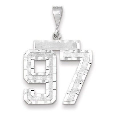 Number 97 Charm 14k white Gold Large Diamond -cut WLN97, MPN: WLN97, 883957126173