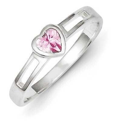 Pink Diamond Heart Ring Sterling Silver QR4388, MPN: QR4388, 883957577890