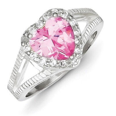 Pink Diamond Heart Ring Sterling Silver QR4389, MPN: QR4389, 883957437514