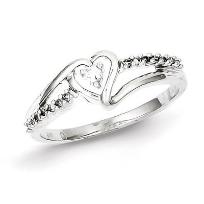Heart Ring Sterling Silver Diamond QR5611, MPN: QR5611, 840940123724