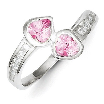 Pink Diamond Heart Ring Sterling Silver QR4390, MPN: QR4390, 883957012339