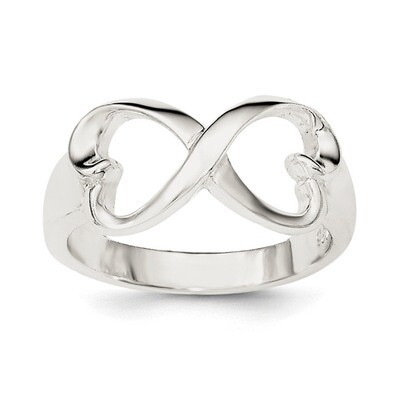 Heart Infinity Ring Sterling Silver Polished QR6055, MPN: QR6055,