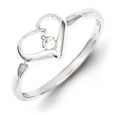 Heart Ring Sterling Silver Rhodium-plated Diamond QR4294, MPN: QR4294, 883957533841