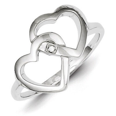 accent Intertwined Heart Ring Sterling Silver Diamond QR2816, MPN: QR2816, 883957537672
