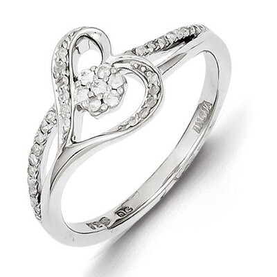 Heart Ring Sterling Silver Rhodium-plated Diamond QR5653, MPN: QR5653, 883957367132