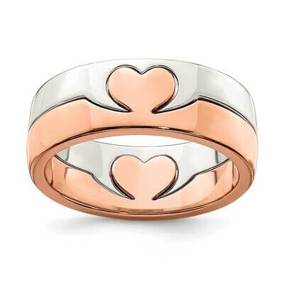 Double Heart Ring Sterling Silver Rose-tone QR6875, MPN: QR6875, 886774015781