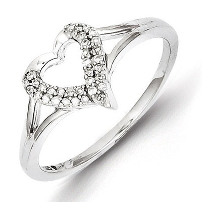 Heart Ring Sterling Silver Diamond QR5692, MPN: QR5692, 883957408477