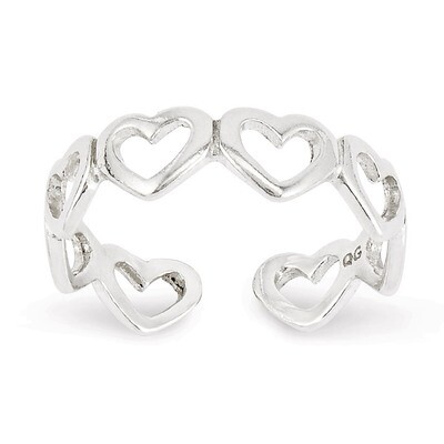 Cut-out Hearts Toe Ring Sterling Silver QR830, MPN: QR830, 883957253862