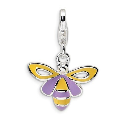Bee Charm Sterling Silver Enameled QCC376 by Amore La Vita, MPN: QCC376, 883957333335