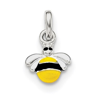 Children&#39;S Yellowith Black Enameled Bee Pendant Sterling Silver QP4080, MPN: QP4080, 191101469763