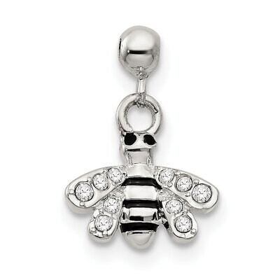 Enamel Dangle Bee Charm Sterling Silver Swarovski Crystal QMM103, MPN: QMM103,