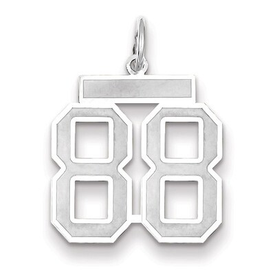 Medium Satin Number 88 Charm 14k White Gold WSM88, MPN: WSM88, 883957079509