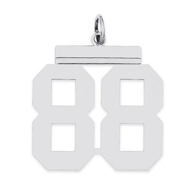 Charm Number 88 Polished Sterling Silver Large QPL88, MPN: QPL88, 191101281389