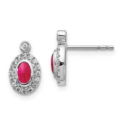 Cabochon Ruby Earrings 14k White Gold Diamond EM4036-RU-020-WA, MPN: EM4036-RU-020-WA, 191101837654