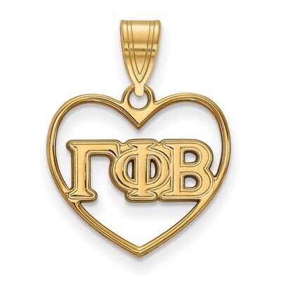 Gamma Phi Beta Heart Pendant Gold-plated Silver GP008GPB, MPN: GP008GPB, 886774907239