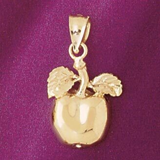 Dazzlers Jewelry Apple Fruit Pendant Necklace Charm Bracelet in Yellow, White or Rose Gold 6855, MP…