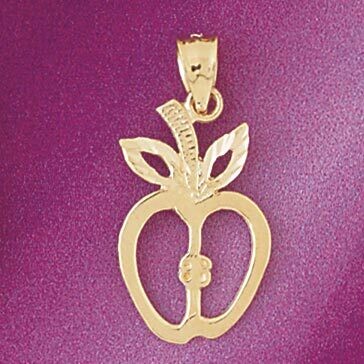 Dazzlers Jewelry Apple Fruit Pendant Necklace Charm Bracelet in Yellow, White or Rose Gold 6858, MP…