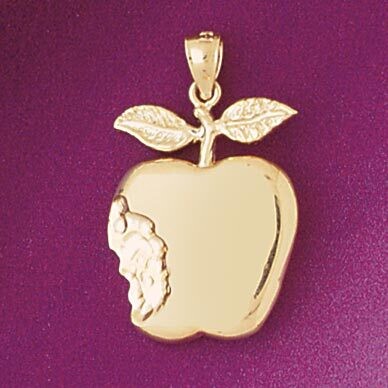 Dazzlers Jewelry Apple Fruit Pendant Necklace Charm Bracelet in Yellow, White or Rose Gold 6857, MP…