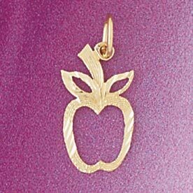 Dazzlers Jewelry Apple Fruit Pendant Necklace Charm Bracelet in Yellow, White or Rose Gold 6860, MP…