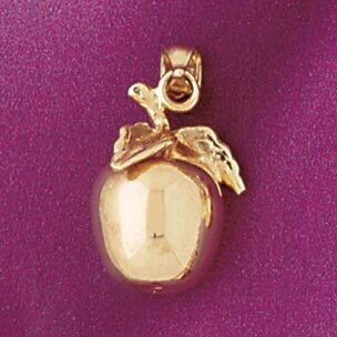 Dazzlers Jewelry Apple Fruit 3D Pendant Necklace Charm Bracelet in Yellow, White or Rose Gold 6854,…