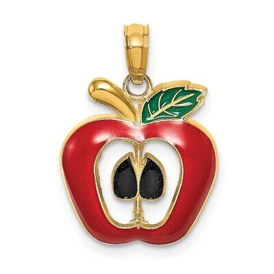 2-D Cut-Out Apple Charm 14k Gold Enamel K6968, MPN: K6968, 637218134267