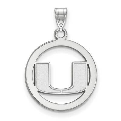 Rh-P University of Miami Medium Pendant In Circle 14k White Gold 4W033UMF, MPN: 4W033UMF, 191101779…