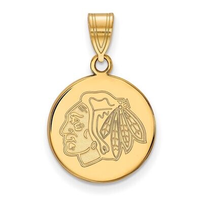 Chicago Blackhawks Medium Disc Pendant Gold-plated Silver GP034BLA, MPN: GP034BLA, 886774744339