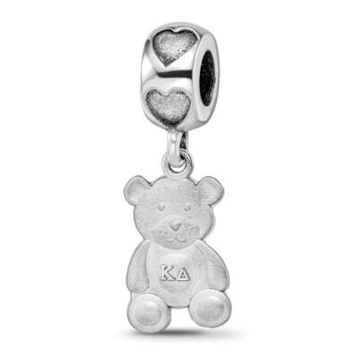 Kappa Delta Teddy Bear Heart Bead Sterling Silver Rhodium-plated KD003BD2-SS, MPN: KD003BD2-SS, 634…
