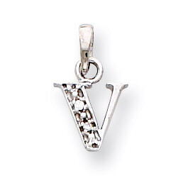 Polished .01ct Diamond Initial V Charm 14k White Gold YC251V, MPN: YC251V, 883957323787