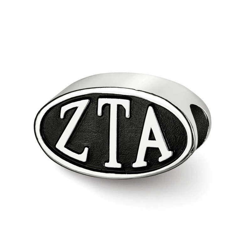Zeta Tau Alpha Oval Letters Bead Sterling Silver ZTA002BD-SS, MPN: ZTA002BD-SS, 634401972408