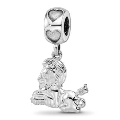 Phi Mu Lion on Heart Bead Sterling Silver Rhodium-plated PHM003BD2-SS, MPN: PHM003BD2-SS, 634401972…