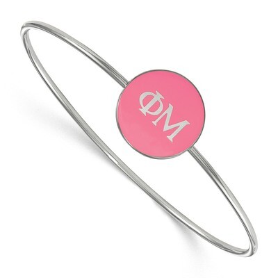Phi Mu Enameled Slip-on Bangle Sterling Silver SS024PHM-8, MPN: SS024PHM-8, 191101102370