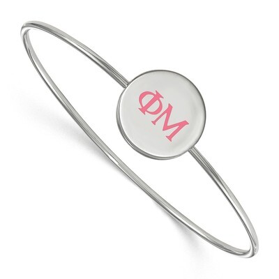 Phi Mu Enameled Slip-on Bangle Sterling Silver SS023PHM-8, MPN: SS023PHM-8, 191101102356