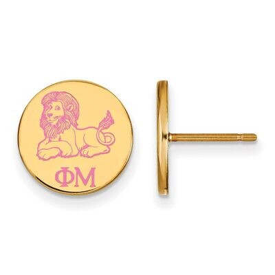 Phi Mu Enameled Post Earrings Gold-plated Silver GP047PHM, MPN: GP047PHM, 886774945897