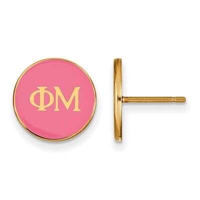 Phi Mu Enameled Post Earrings Gold-plated Silver GP031PHM, MPN: GP031PHM, 886774934389