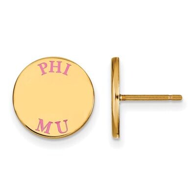 Phi Mu Enameled Post Earrings Gold-plated Silver GP020PHM, MPN: GP020PHM, 886774925097