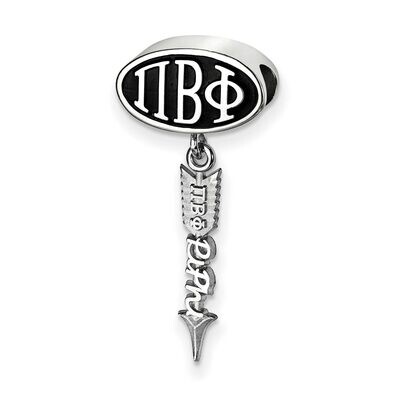 Pi Beta Phi Oval Bead with Arrow Dangle Sterling Silver PBP004BD-SS, MPN: PBP004BD-SS, 634401955265