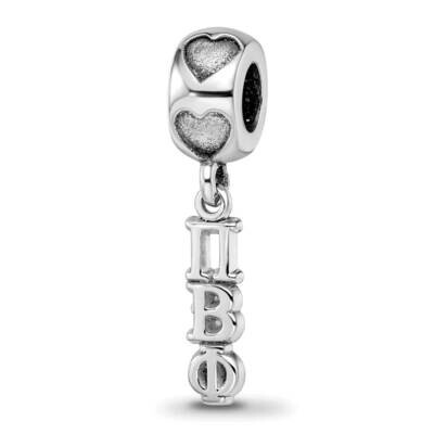 Pi Beta Phi Vertical Letters on Heart Bea Sterling Silver Rhodium-plated PBP005BD2-SS, MPN: PBP005B…