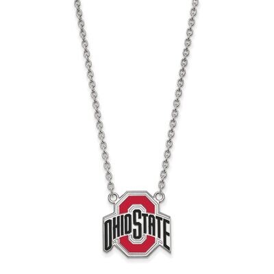 Ohio State University Large Enamel Pendant with Necklace Sterling Silver SS087OSU, MPN: SS087OSU, 8…