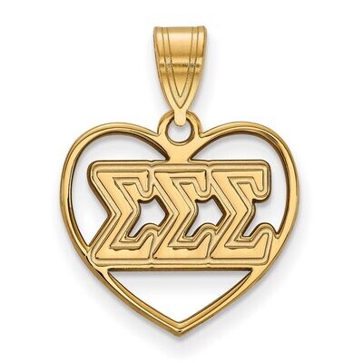 Sigma Sigma Sigma Heart Pendant Gold-plated Silver GP008SSS, MPN: GP008SSS, 886774907857