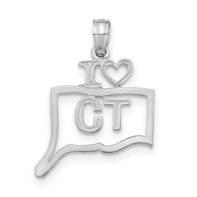 Connecticut State Pendant 14k White Gold Solid D1154W, MPN: D1154W,