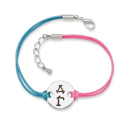 Delta Gamma Circular Disc Pink &amp; Blue Bracelet Brass DG001, MPN: DG001, 810680026357
