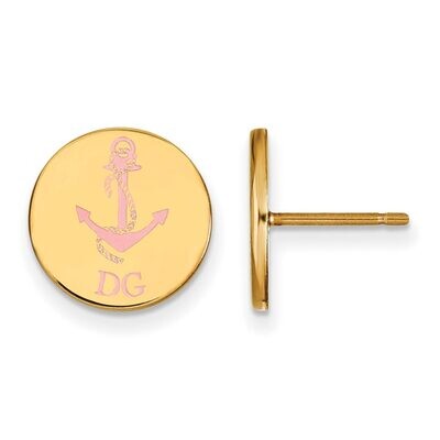 Delta Gamma Enameled Post Earrings Gold-plated Silver GP047DG, MPN: GP047DG, 886774945705