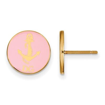 Delta Gamma Enameled Post Earrings Gold-plated Silver GP046DG, MPN: GP046DG, 886774944937
