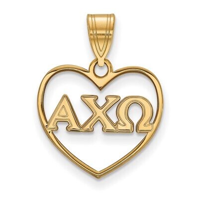 Alpha Chi Omega Heart Pendant Gold-plated Silver GP008ACO, MPN: GP008ACO, 886774906683